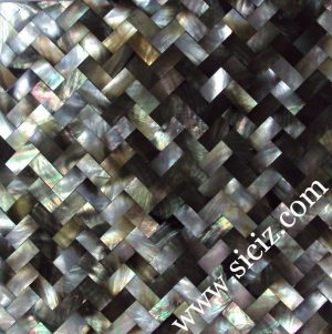 black lip herringbone seashell mosaic tile