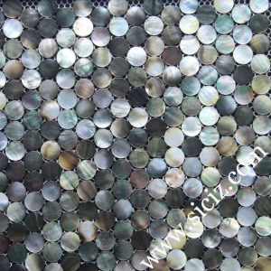 black penny round mother of pearl mosaic tile