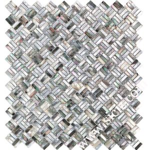 black patterned mother of pearl mosaic tile