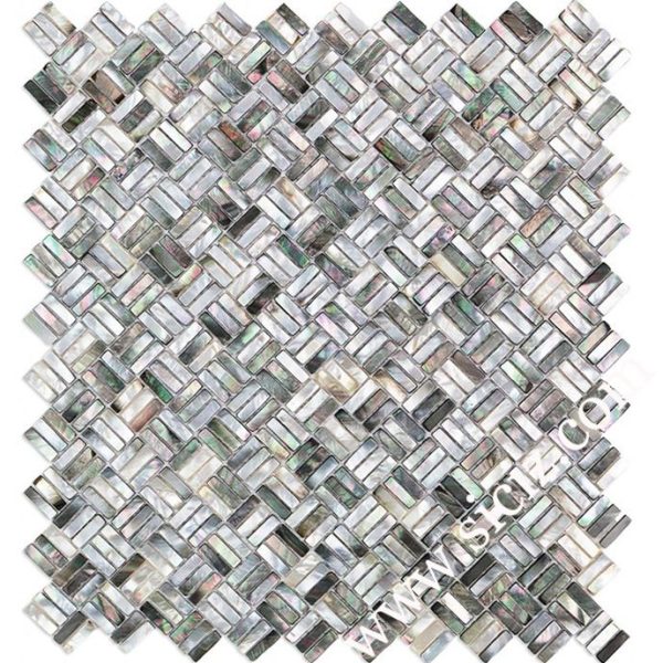 black patterned mother of pearl mosaic tile