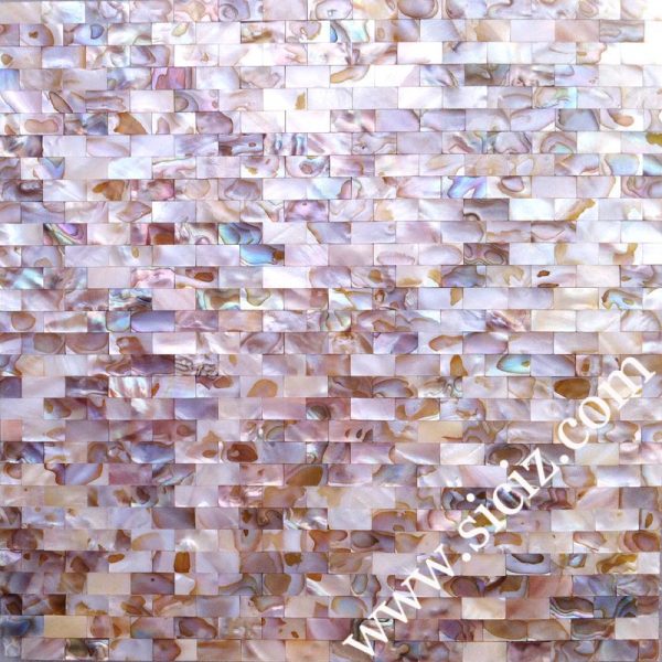 multicolored subway mother of pearl mosaic tile