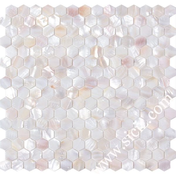 natural white hexagonal mother of pearl mosaic tile