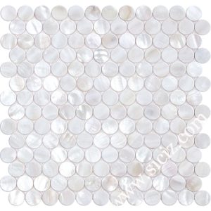 mosaico de madreperla redondo blanco penny