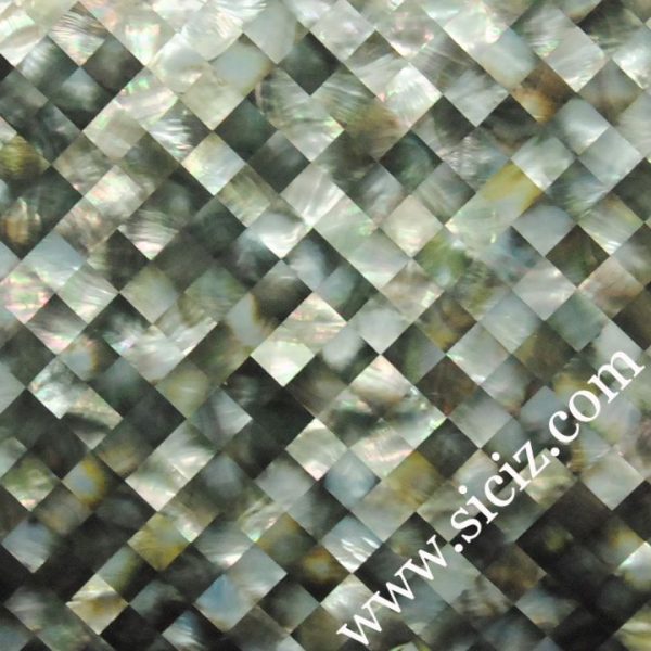 black lip diagonal mother of pearl mosaic tile