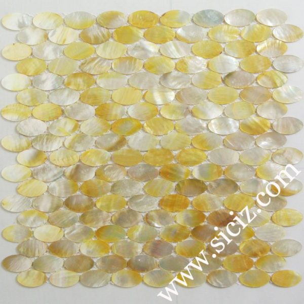 golden oval mother of pearl mosaic tile