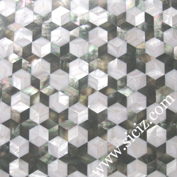 white black mixed color diamond shell tile