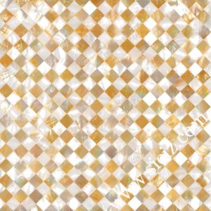 white golden mixed color diagonal shell tile