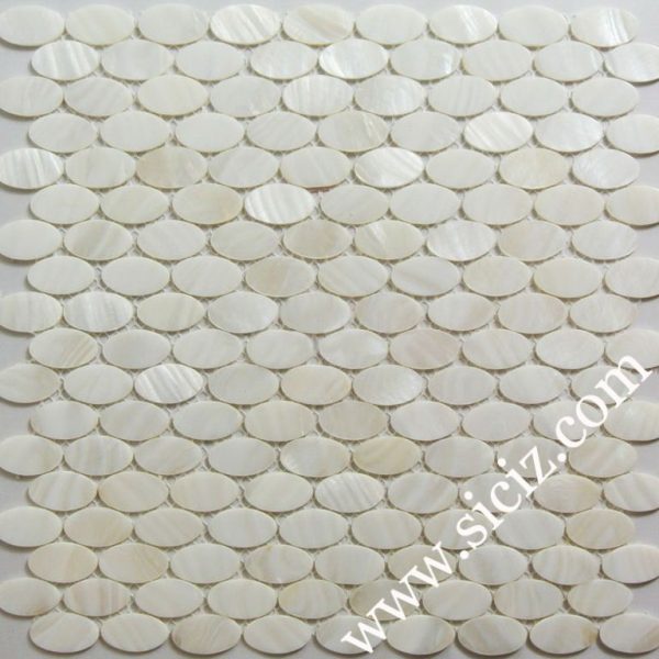 white oval mother of pearl mosaic tile