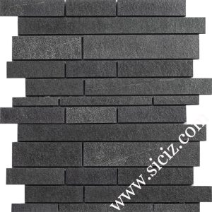 black slate strip mosaic tile