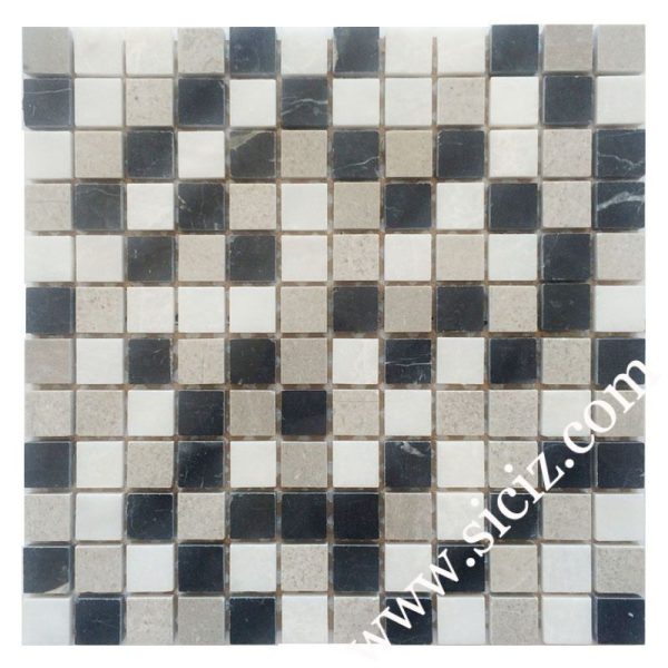 black white grey mixed marble mosaic tile