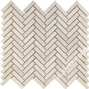 creme marfil herringbone marble mosaic tile