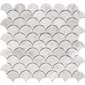 fish scale white marble mosaic tile