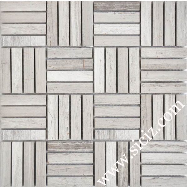 grey woodgrain marble mosaic tile