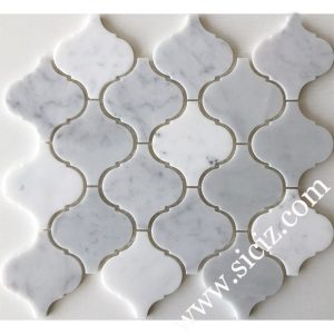 lantern shape white marble mosaic tile