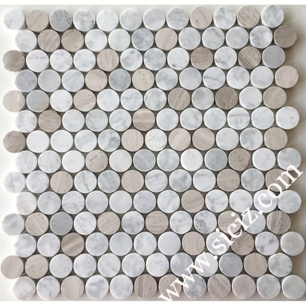 mixed color round marble mosaic tile