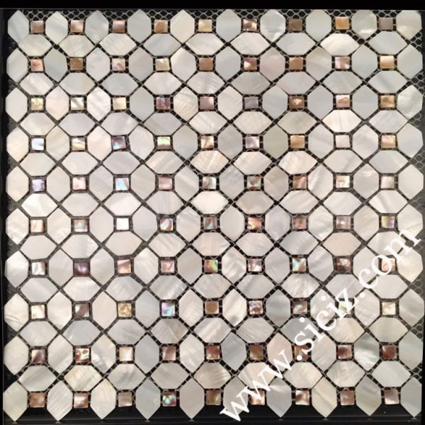 patterned mother of pearl mosaic tile