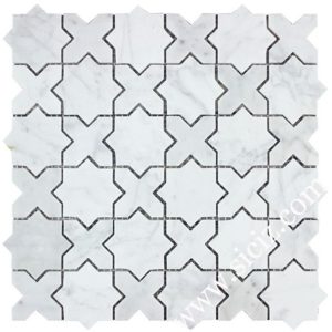 water jet white marble mosaic tile