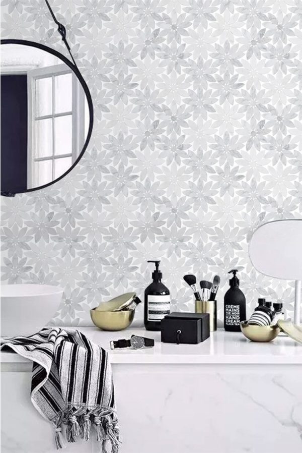 White Flower Marble Mosaic Tile