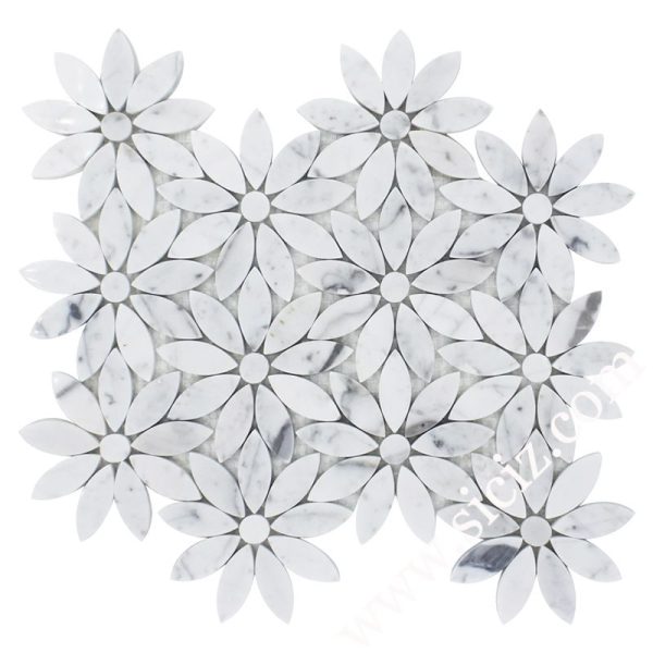 white flower marble mosaic tile