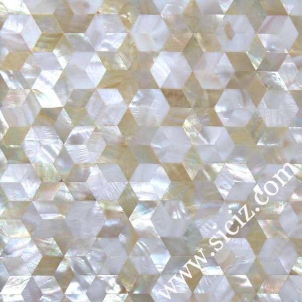 white golden mixed diamond mother of pearl tile