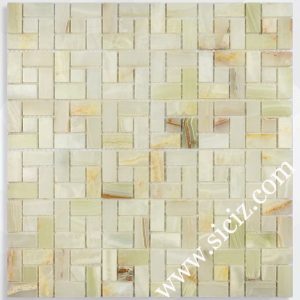 white green onyx pinwheel mosaic tile