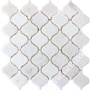 lantern shaped white marble mosaic tile