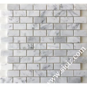 white subway marble mosaic tile