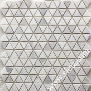 white triangle marble mosaic tile