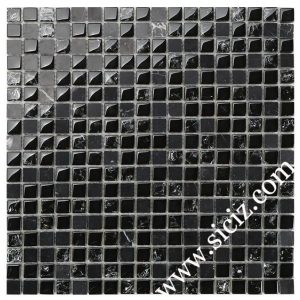 black glass stone mixed mosaic tile