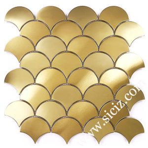 fish scale golden stainless steel mosaic tile