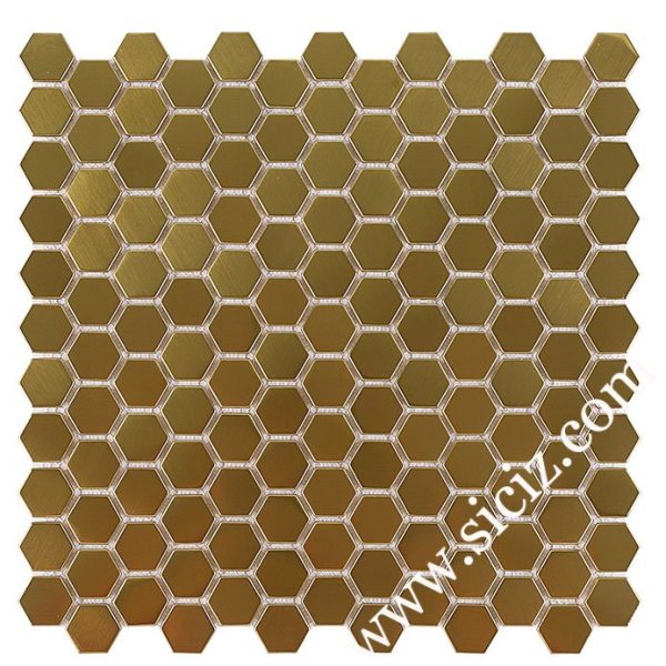 golden hexagonal stainless steel mosaic tile