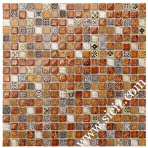 orange color glass mosaic tile