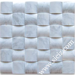 white cubic marble mosaic tile