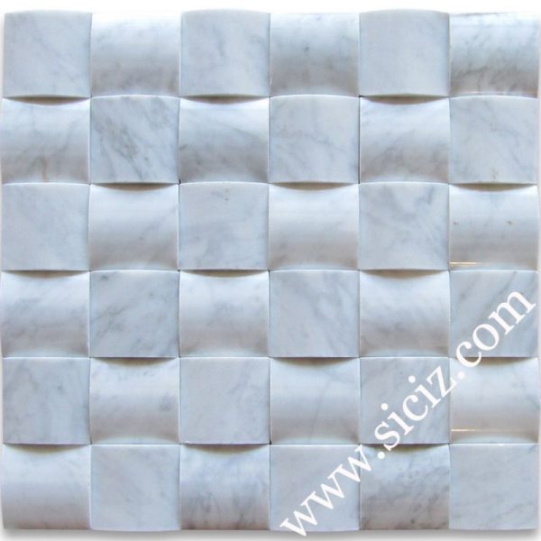 white cubic marble mosaic tile