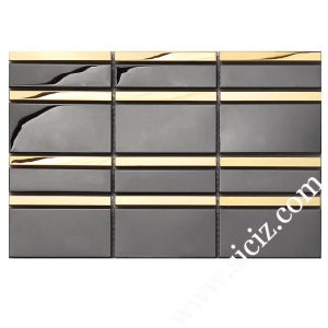 black golden mixed stainless steel mosaic tile