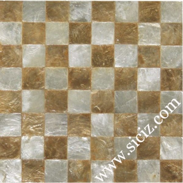 white golden mixed checker capiz shell tile