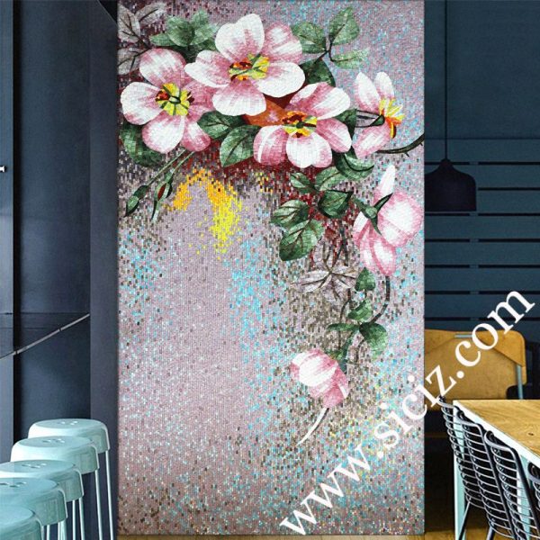 glass mosaic mural spring