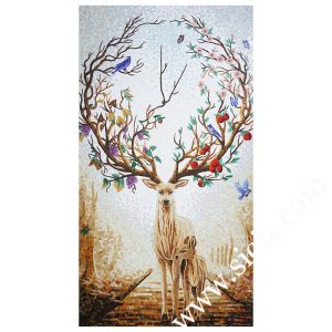 glass mural deer