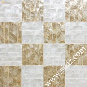 golden white mixed checker capiz shell tile