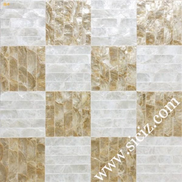 golden white mixed checker capiz shell tile