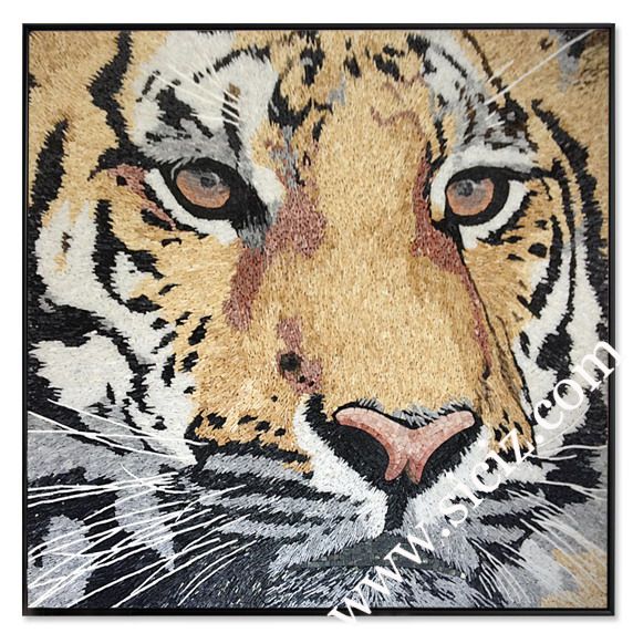 marble mosaic mural tiger