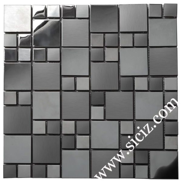 carreaux de mosaïque en acier inoxydable noir à motifs