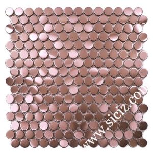 rosy pink round stainless steel mosaic tile