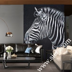 glass mosaic mural zebra