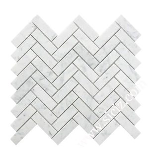 bianco carrara herringbone marble mosaic tile