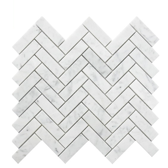 bianco carrara herringbone marble mosaic tile