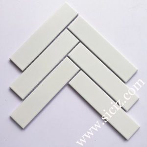 white herringbone ceramic mosaic tile