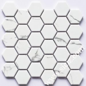 white hexagonal ceramic mosaic tile