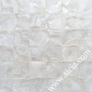 white silver square capiz shell tile