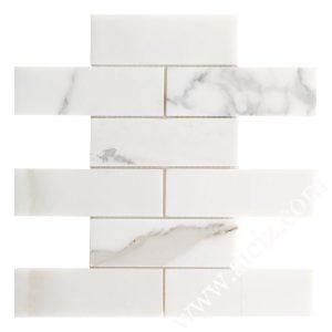 Bianco Calacatta remsa marmor mosaikplattor